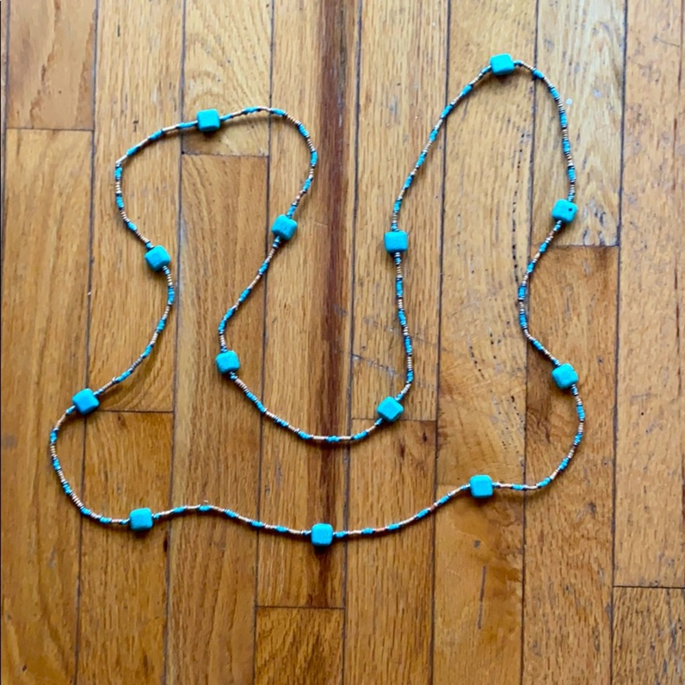 GORGEOUS Ugandan Turquoise Necklace - very long!